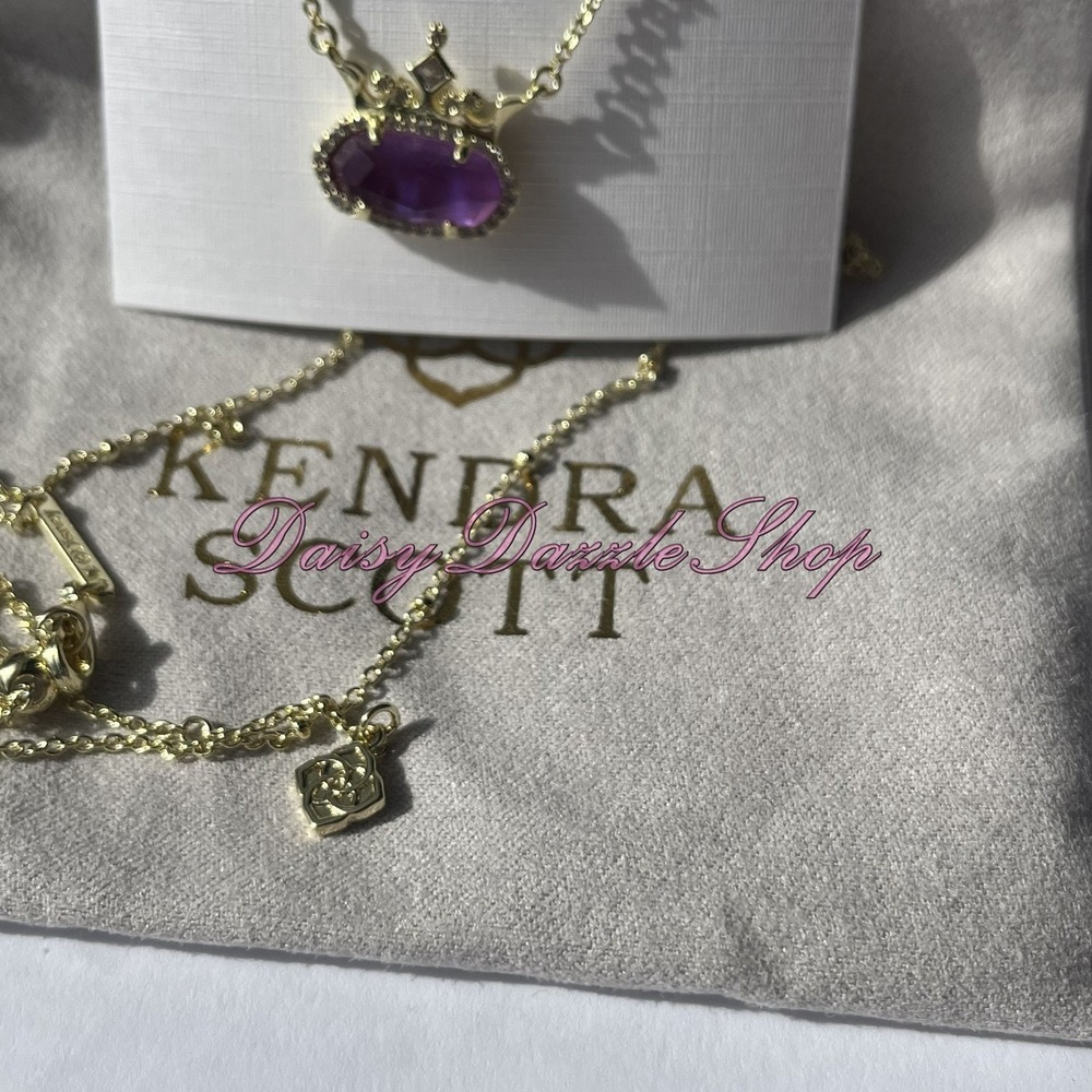 ✨New Kendra Scott Disney Elisa Princess Short Gold Pendant Purple Necklace ✨ - Picture 9 of 9